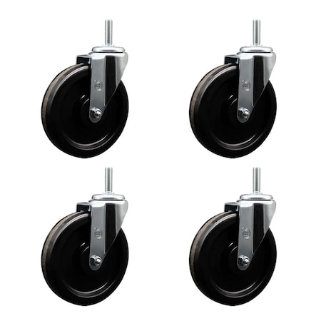 Service Caster 6 Inch Phenolic Wheel Swivel 58 Inch Threaded Stem Caster Set Service Caster SCC-TS20S615-PHS-58212-4